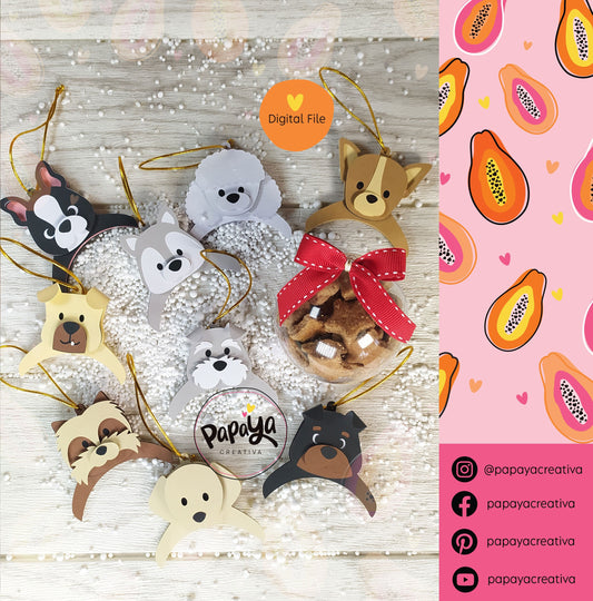 Cut File Set 9 Dogs Xmas Ball