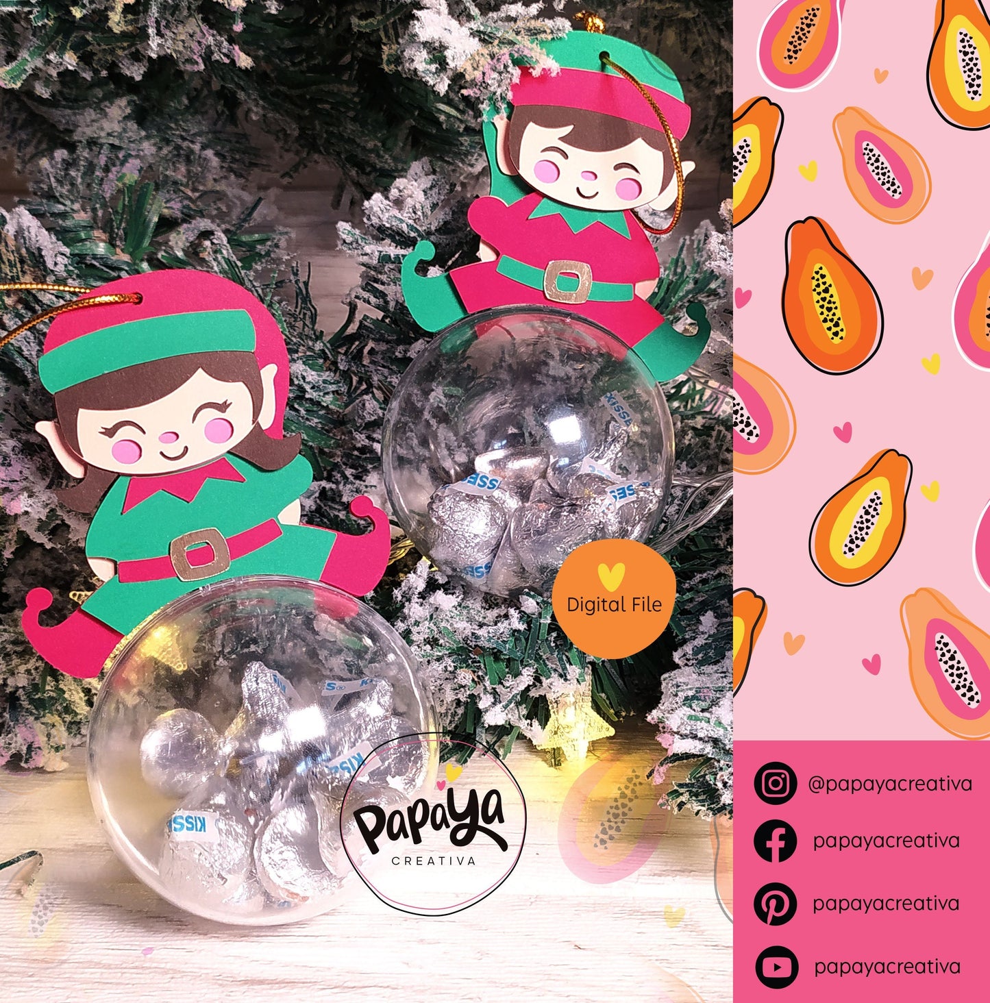 Cut File Set Elfs Xmas Balls