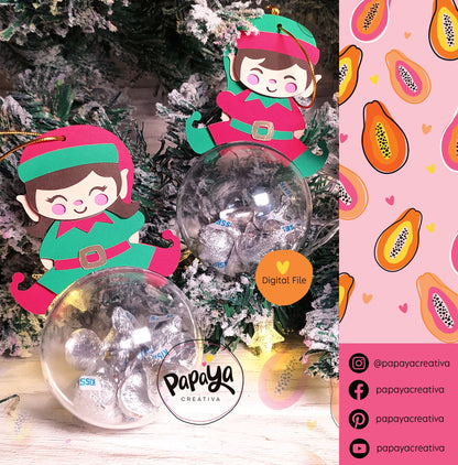 Cut File Set Elfs Christmas Balls