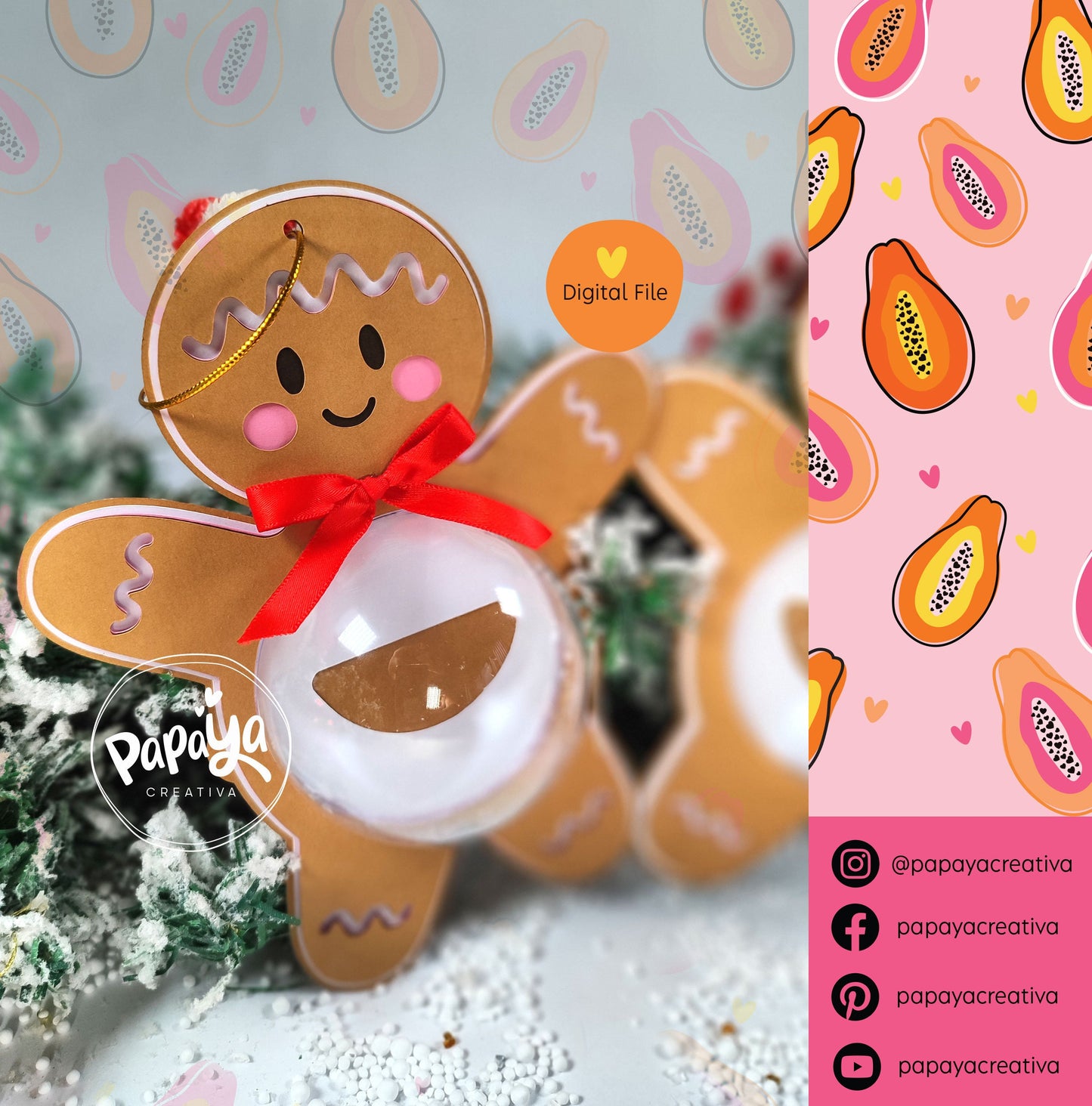 Gingerbread Set Candy Holder (Digital File) SVG/ STUDIO Format / dome size 8cm/ open and close system