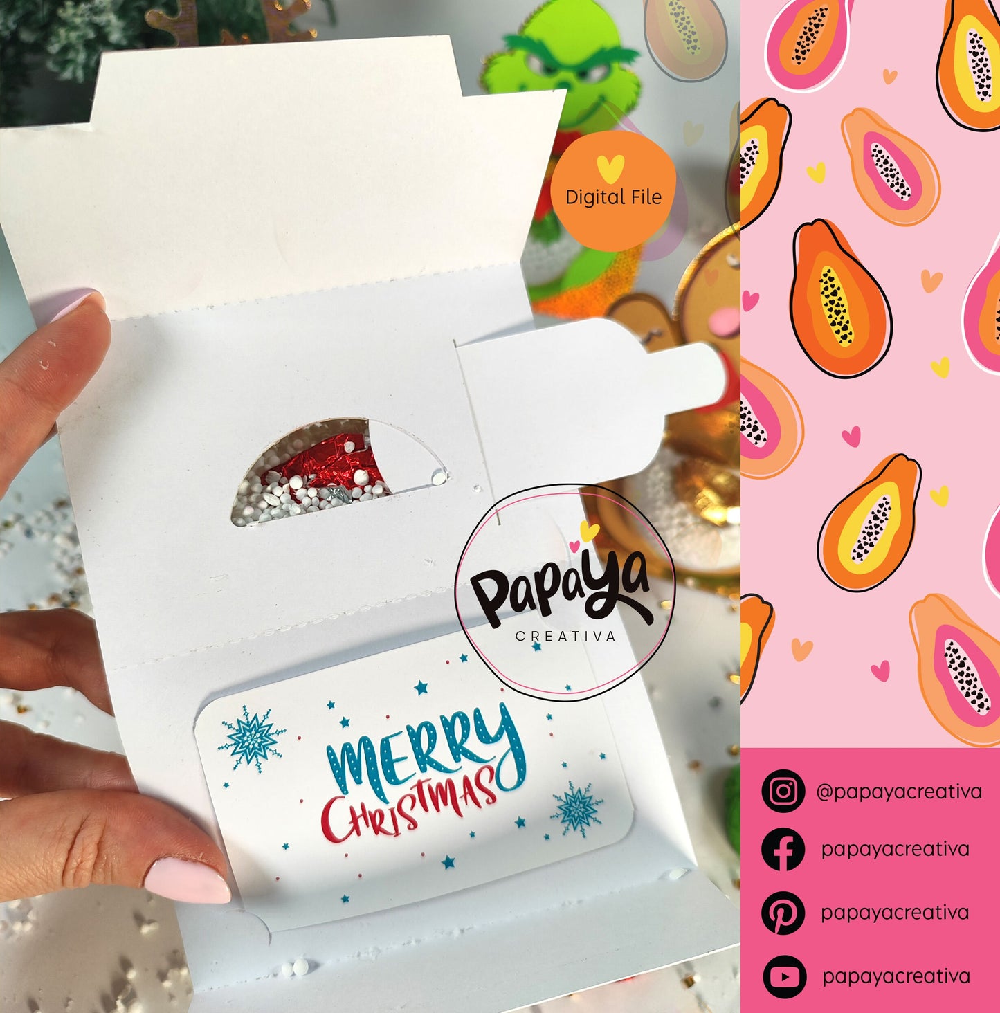 Set Candy Holder & Card Xmas Theme (Digital File) SVG/ STUDIO Format / Dome size 60mm