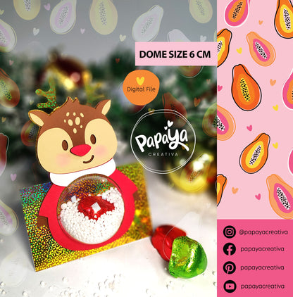 Set Candy Holder & Card Xmas Theme (Digital File) SVG/ STUDIO Format / Dome size 60mm
