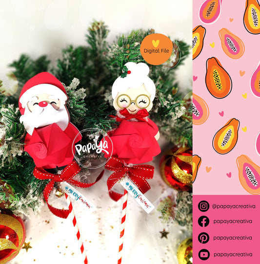 Set Xmas Santa & Mrs Claus Candy holder (Digital File) SVG/ STUDIO Format