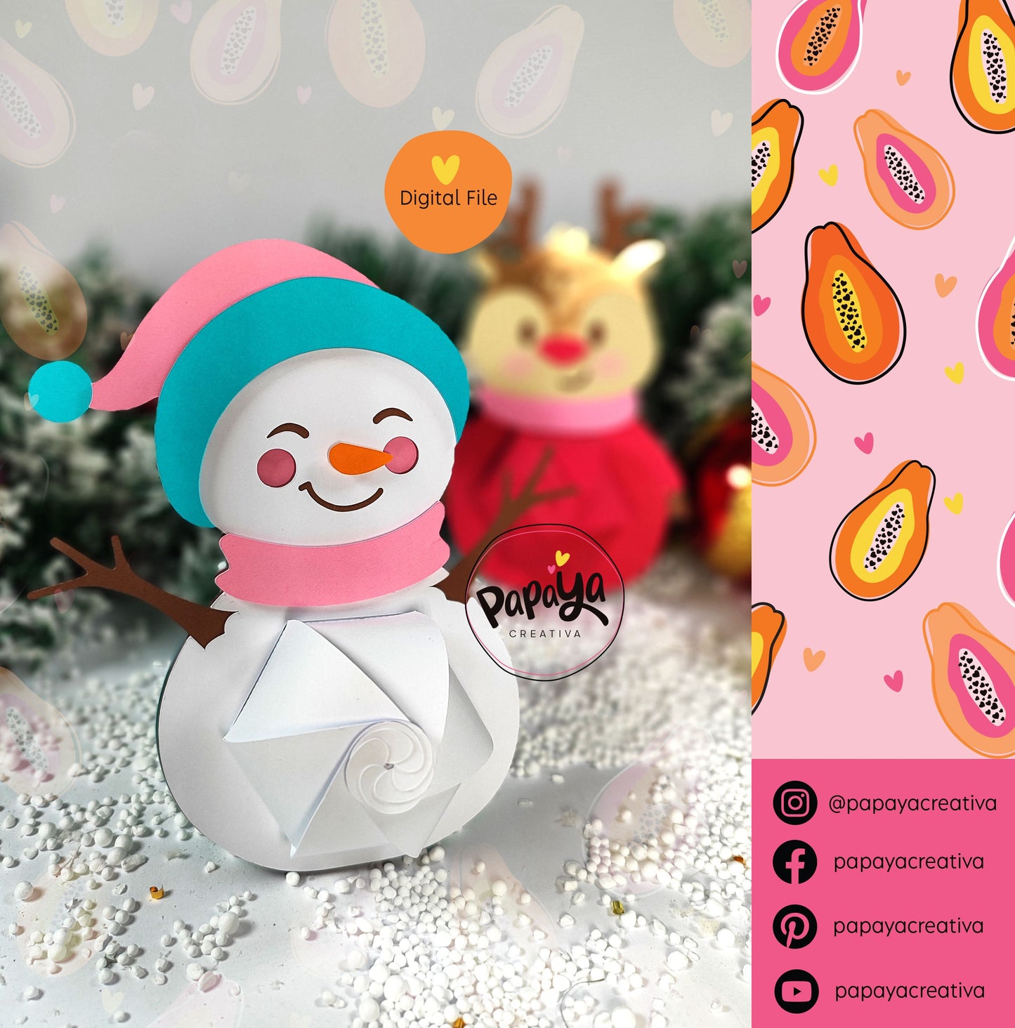 Set Snowman and Rudolf Holder (Digital File) SVG/ STUDIO Format / Xmas theme