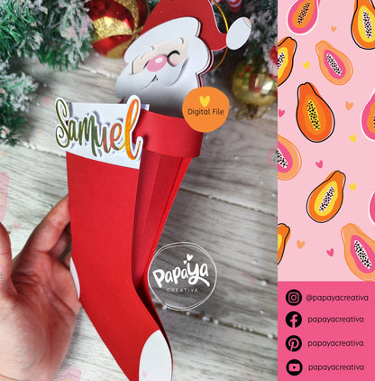 Santa Claus Christmas Stocking Holder (Digital File) SVG/ STUDIO Format
