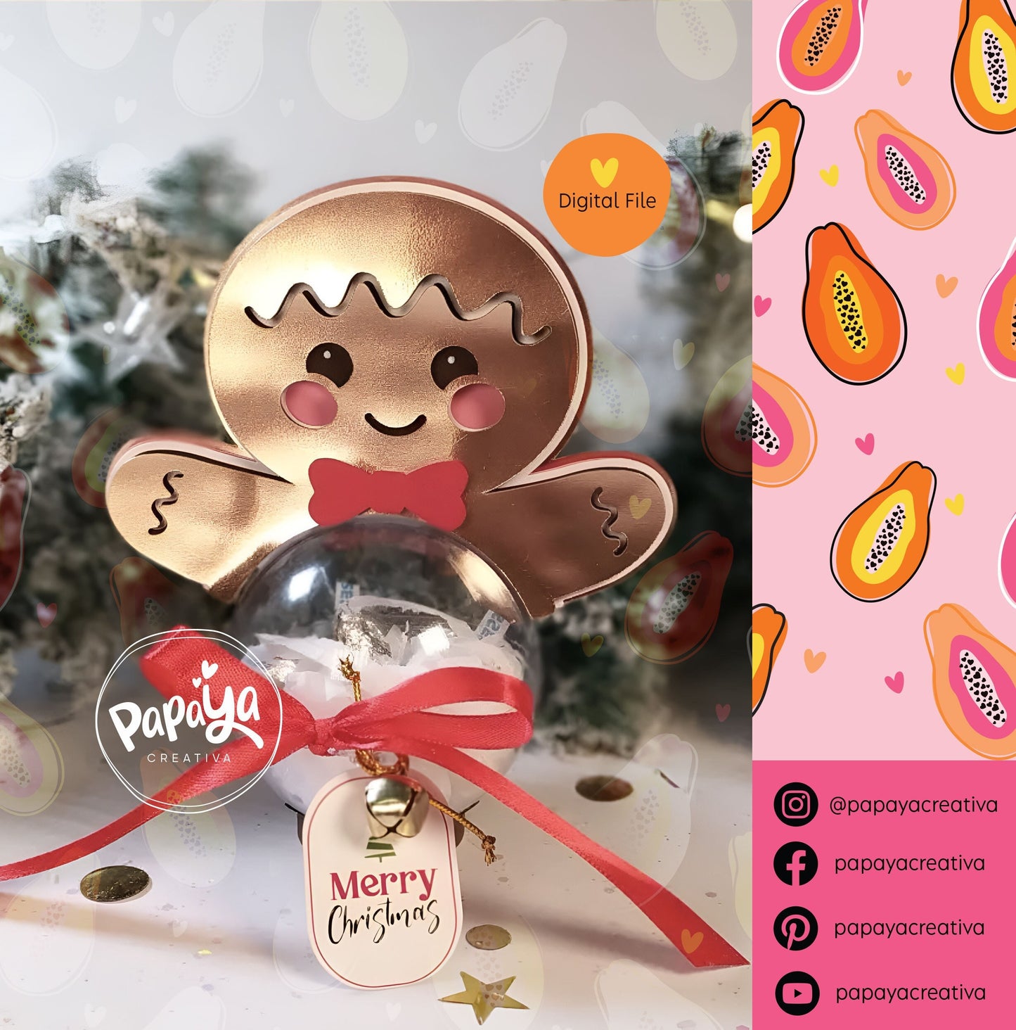 Gingerbread (Digital File) SVG/ STUDIO Format Xmas Ball 8cm