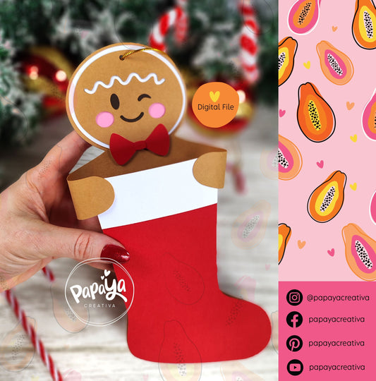 Gingerbread Christmas Stocking Holder (Digital File) SVG/ STUDIO Format