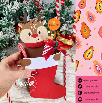 Rudolf Christmas Stocking Holder (Digital File) SVG/ STUDIO Format
