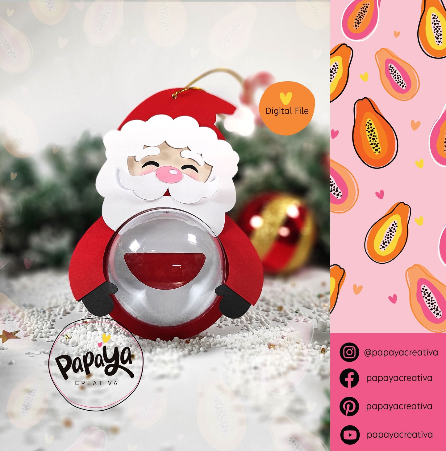 Santa Claus Candy Holder (Digital File) SVG/ STUDIO Format / Dome size 8cm/ open and close system