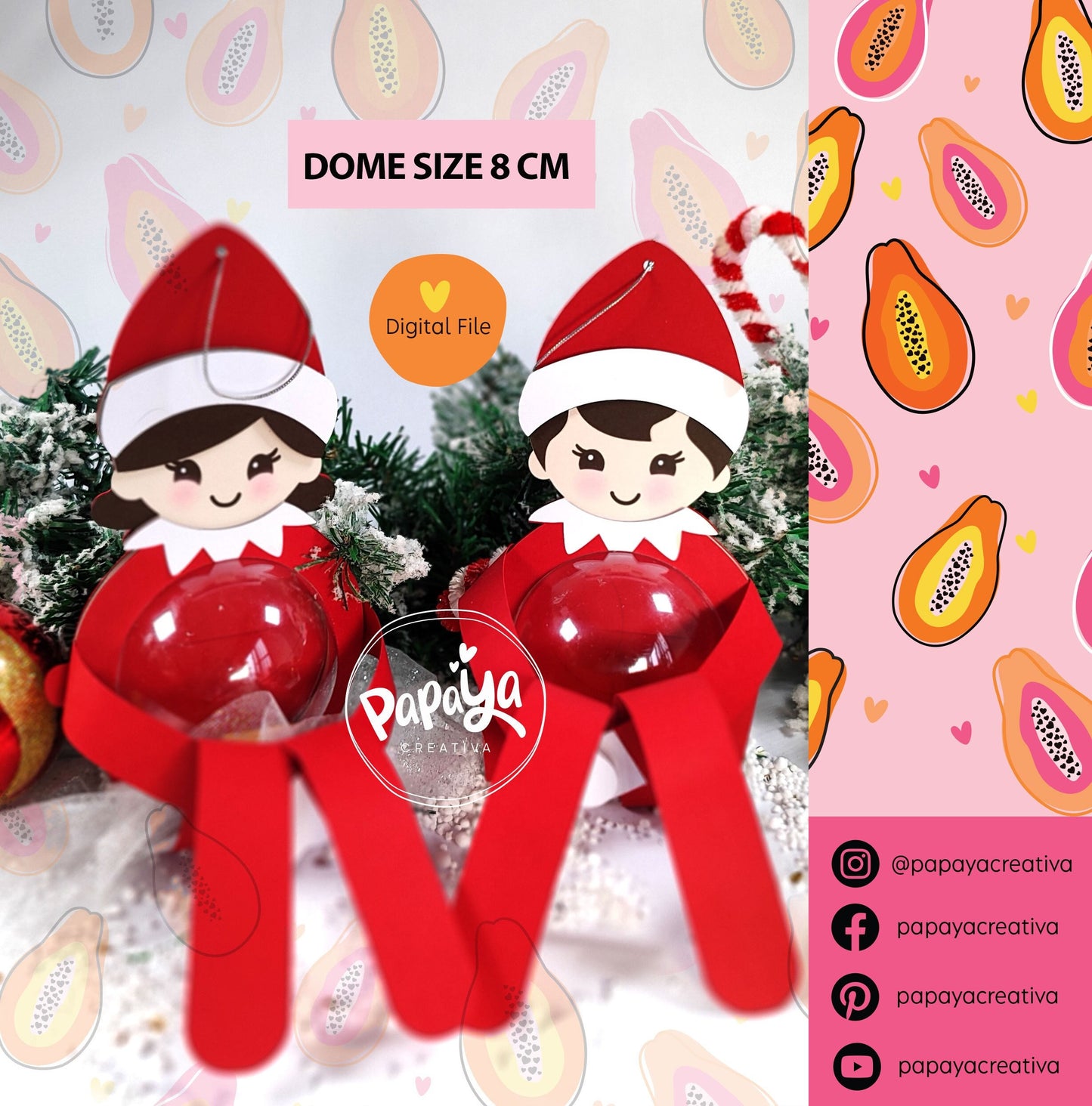 Elfs Set Candy Holder (Digital File) SVG/ STUDIO Format / Dome size 8cm / easy open and close system