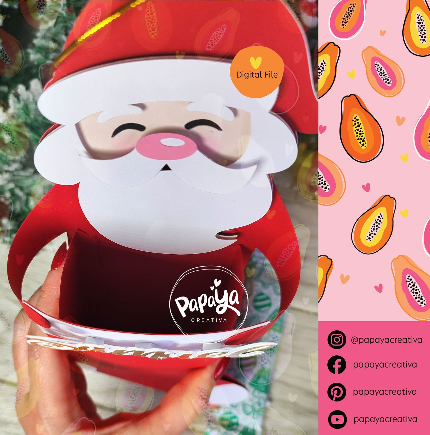 Santa Claus Christmas Stocking Holder (Digital File) SVG/ STUDIO Format