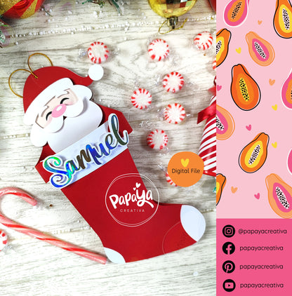 Santa Claus Christmas Stocking Holder (Digital File) SVG/ STUDIO Format