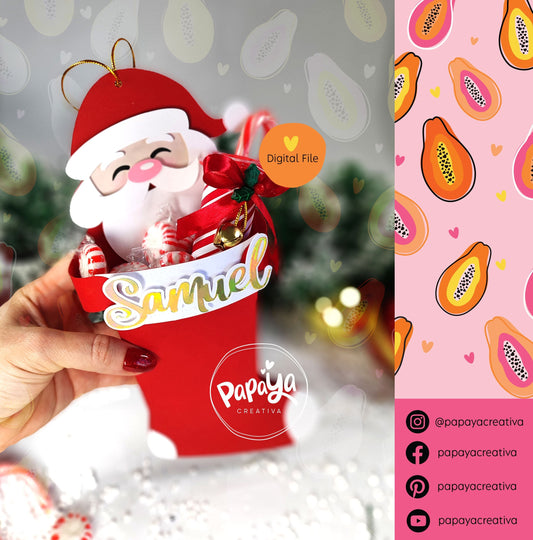 Santa Claus Christmas Stocking Holder (Digital File) SVG/ STUDIO Format
