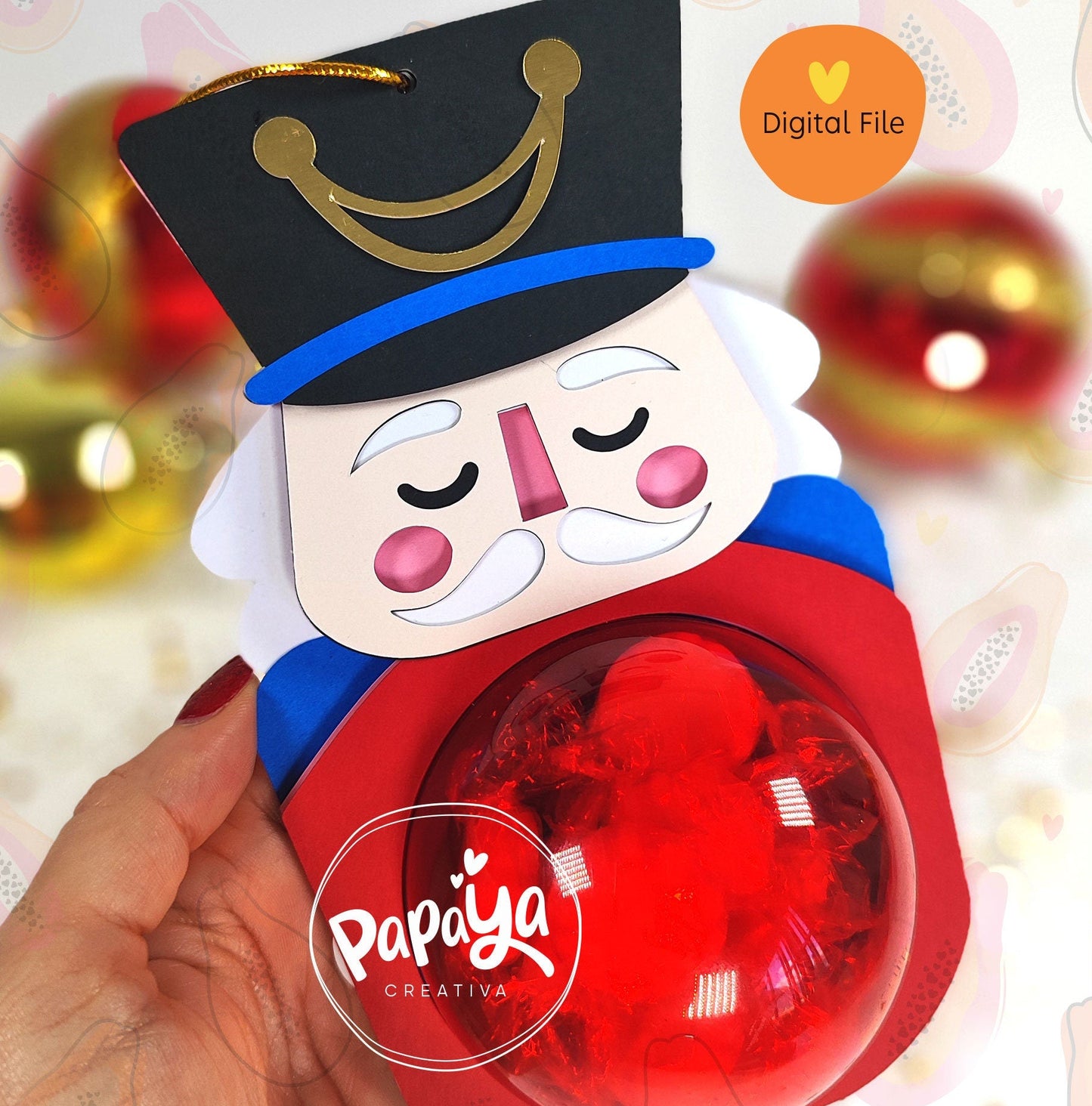 Nutcracker Candy Holder (Digital File) SVG/ STUDIO Format / Dome size 8cm /Open and close system