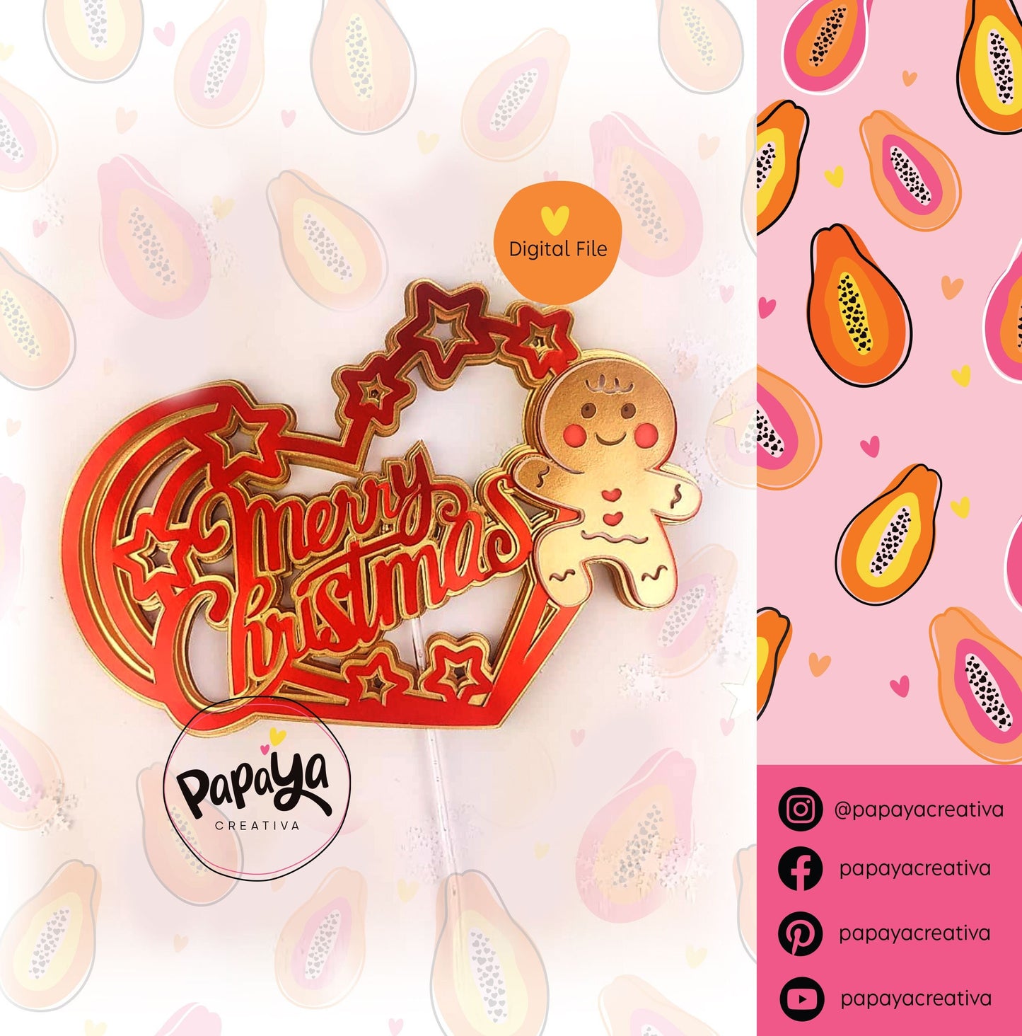 Christmas Caketopper (layers) (Digital File) SVG/ STUDIO Format