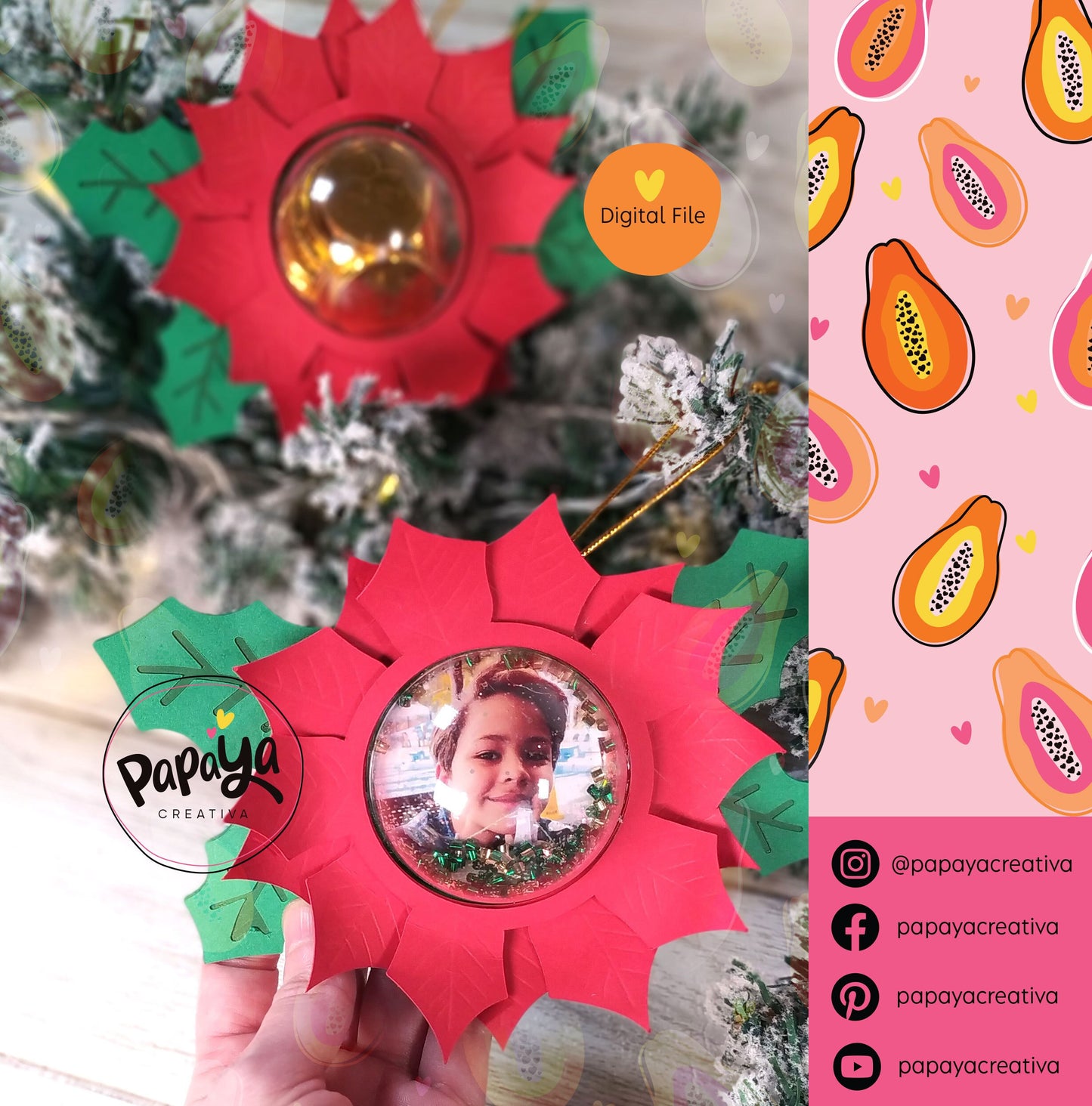 Noche Buena Ornament and Candy Holder (Digital File) SVG/ STUDIO Format dome sizes 6cm and 8cm