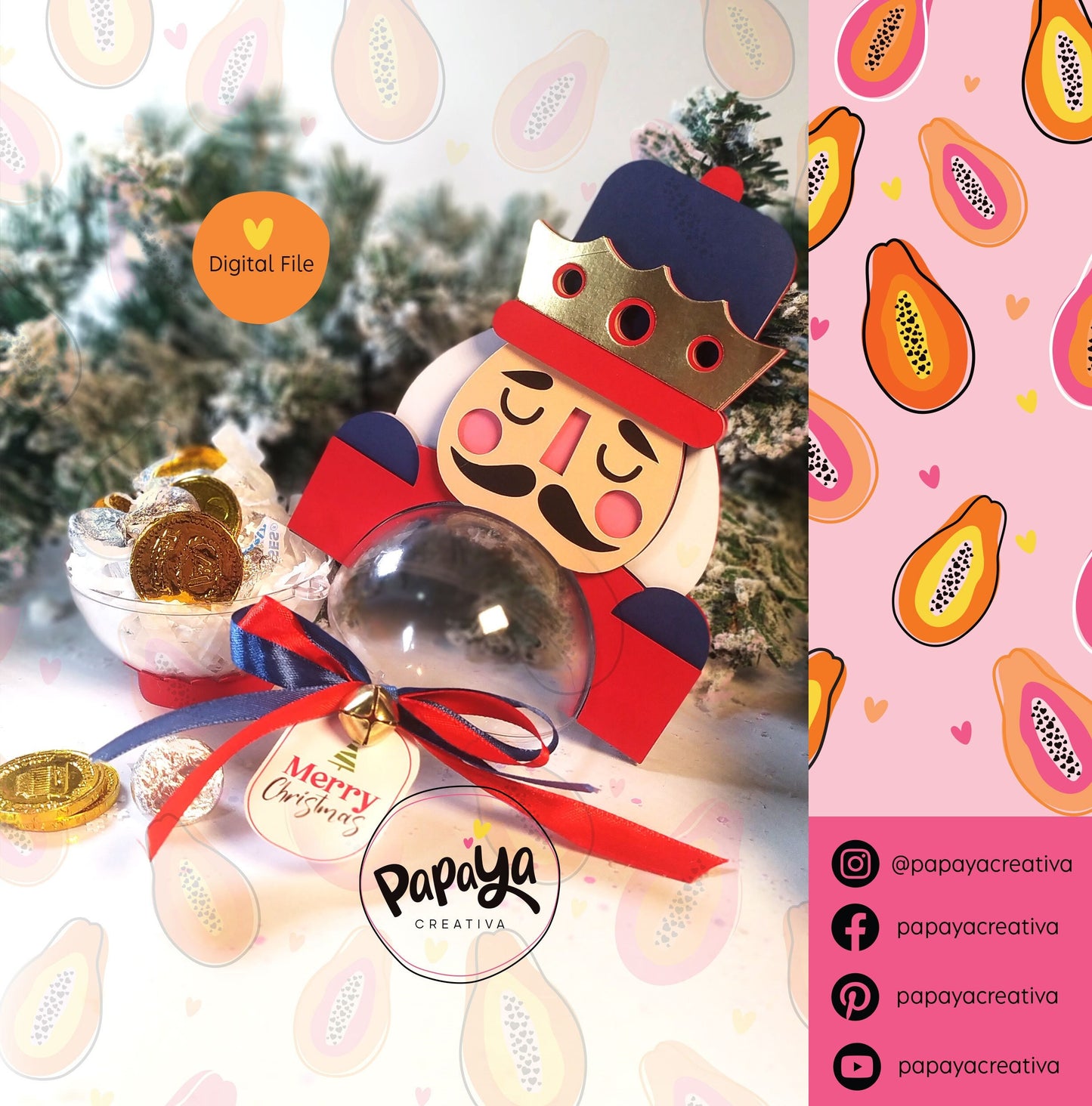 Nutcracker Candy Holder (Digital File) SVG/ STUDIO Format / Ball 8cm