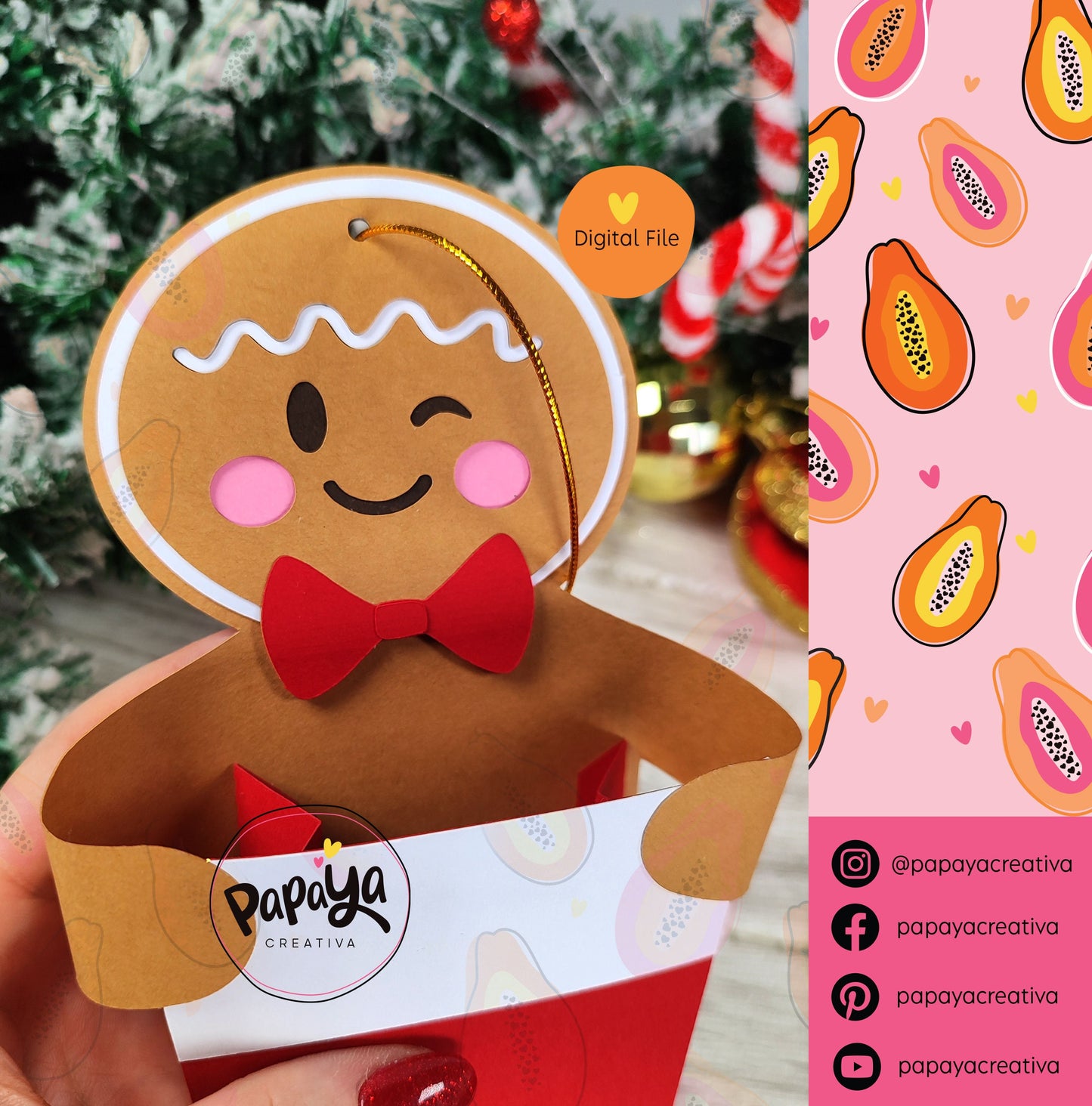 Gingerbread Christmas Stocking Holder (Digital File) SVG/ STUDIO Format