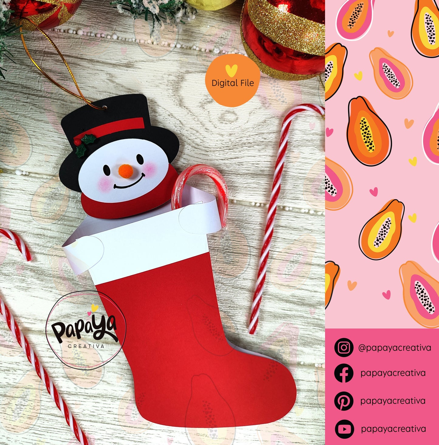 Cut File Snowman Christmas Stocking Holder