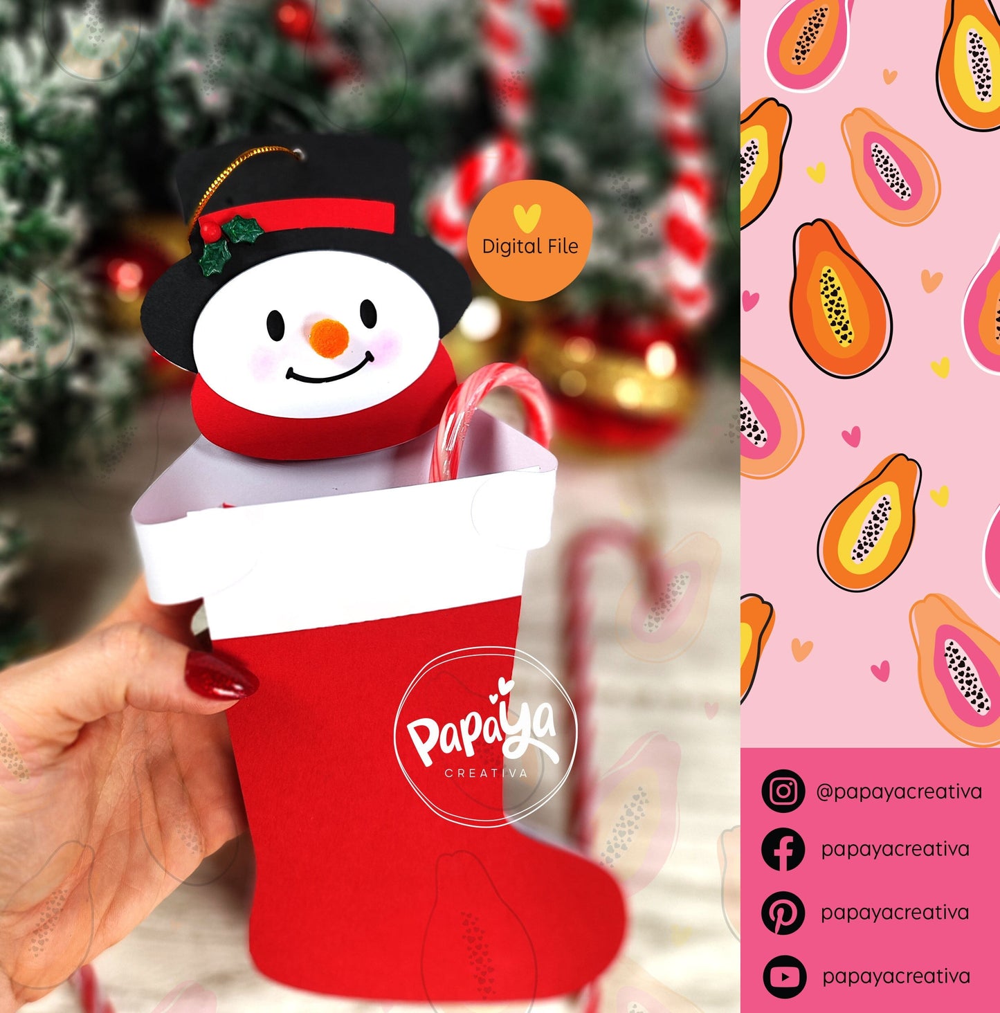 Cut File Snowman Christmas Stocking Holder