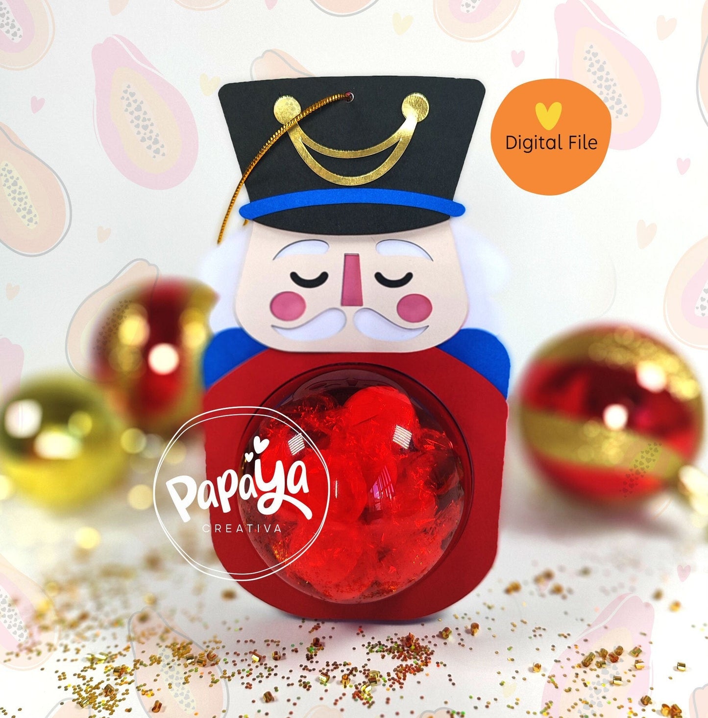 Nutcracker Candy Holder (Digital File) SVG/ STUDIO Format / Dome size 8cm /Open and close system