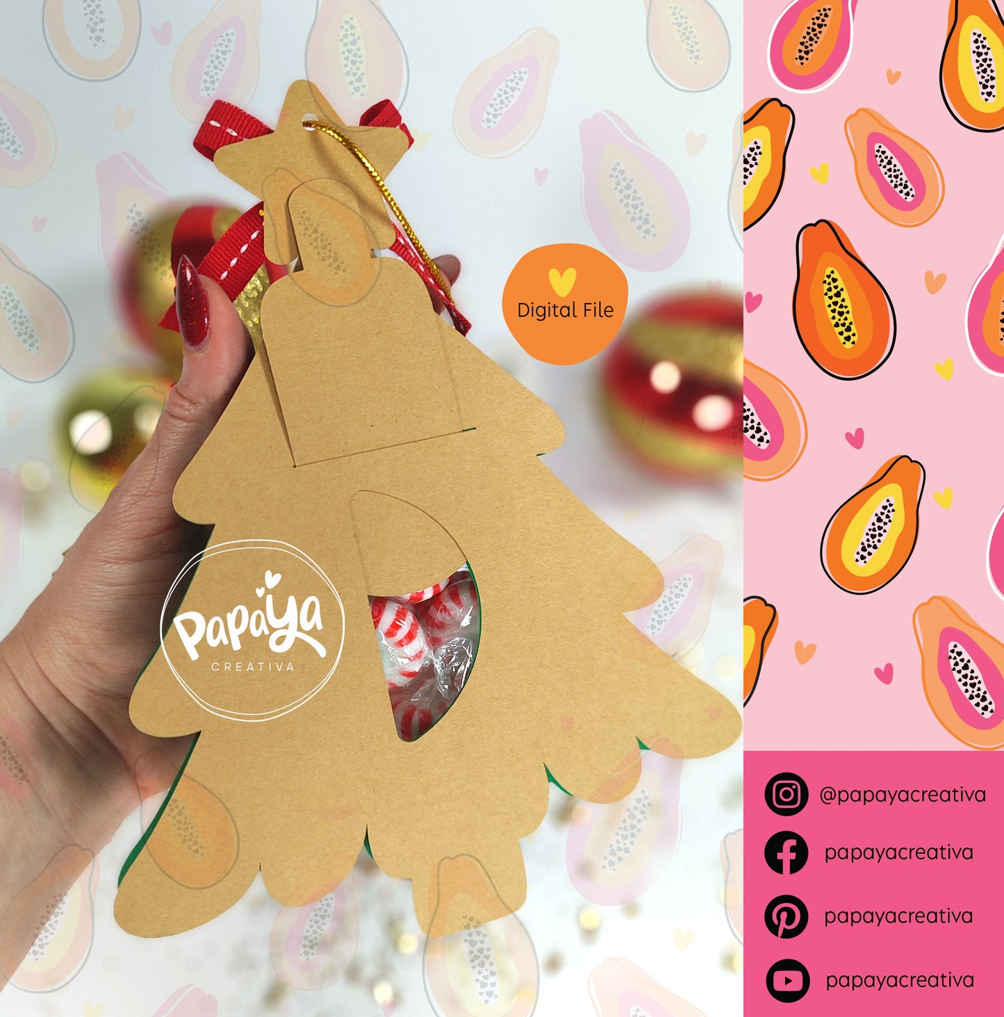 Christmas Tree Candy Holder (Digital File) SVG/ STUDIO Format / dome size 8cm/ open and close system