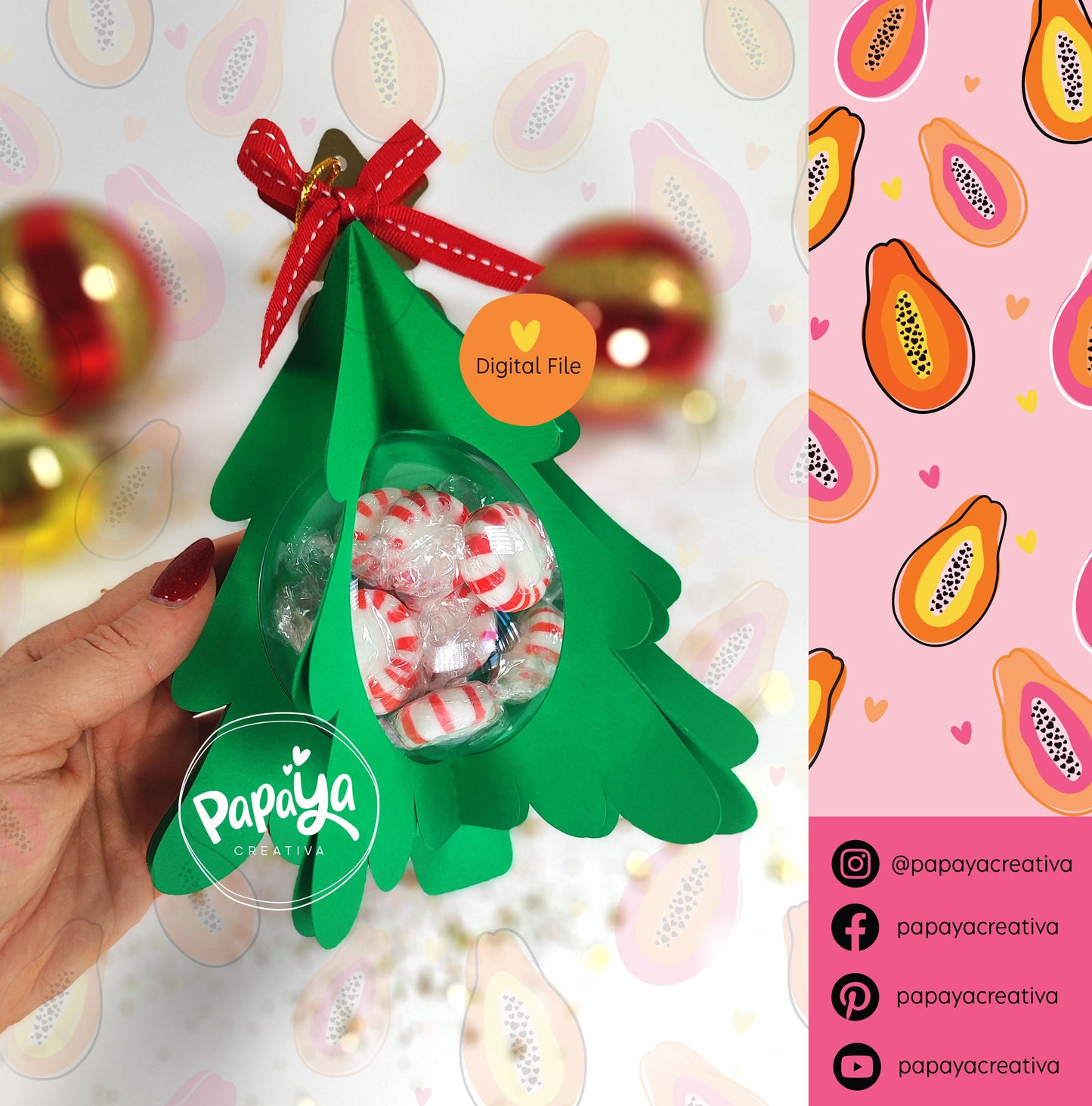 Christmas Tree Candy Holder (Digital File) SVG/ STUDIO Format / dome size 8cm/ open and close system
