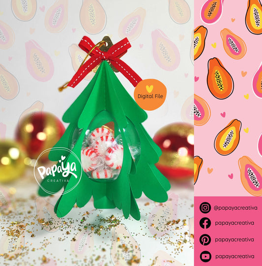 Christmas Tree Candy Holder (Digital File) SVG/ STUDIO Format / dome size 8cm/ open and close system