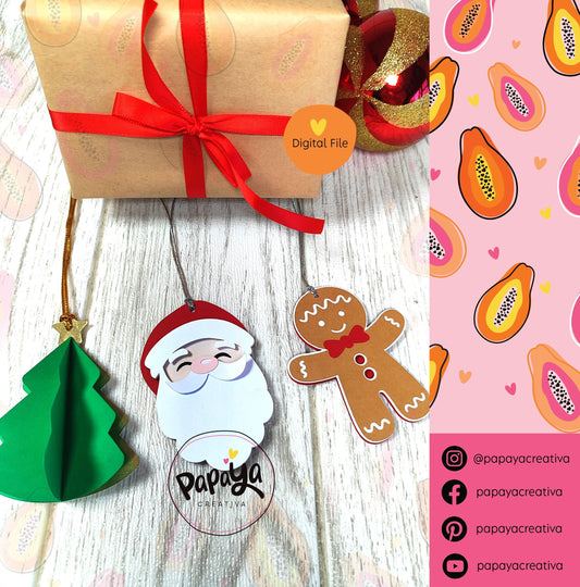 Cut File Tags Xmas Set Santa/XmasTree/Ginger