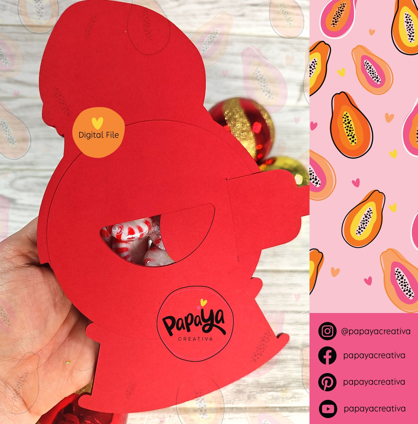 Santa Xmas Ball (Digital File) SVG/ STUDIO Format/ Dome size 8cm/ Easy open and close system