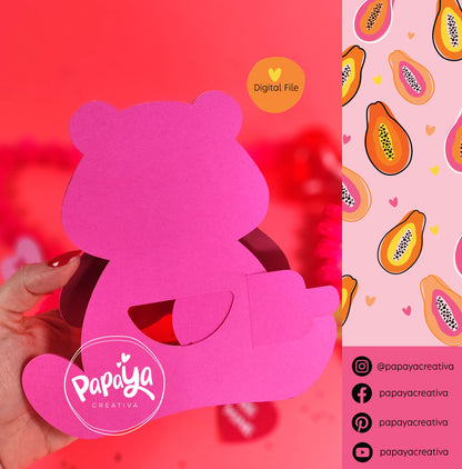 Cut File Pink Bear Candy Holder/ Dome size 8cm
