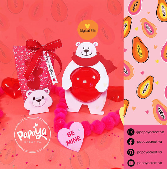 Lovely Set Polar Bear/ Candy holder & Box/ Dome size 8cm