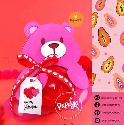 Cut File Pink Bear Candy Holder/ Dome size 8cm