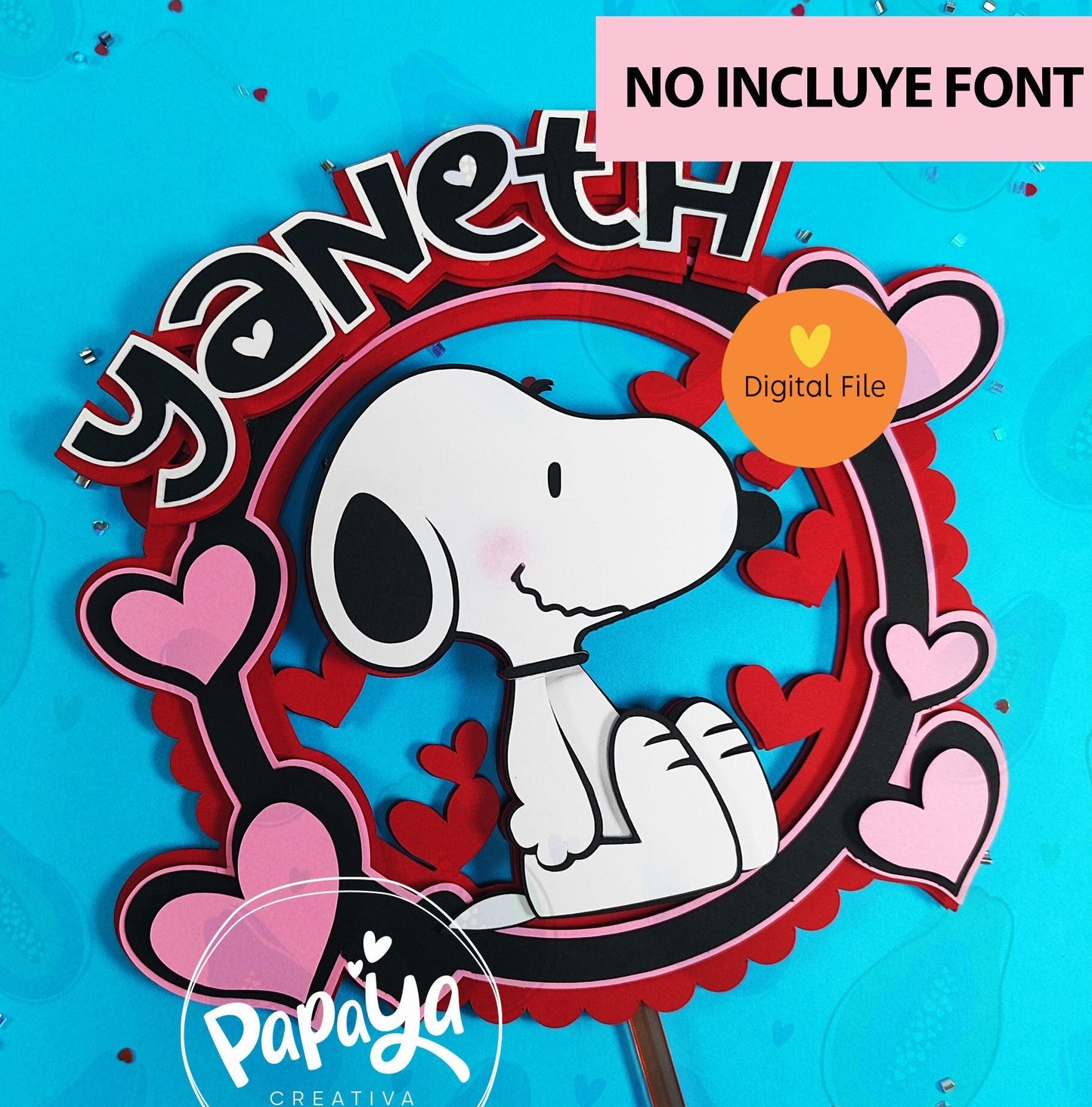 Cake topper Lovely Dog DIGITAL FILE /doesn't include font