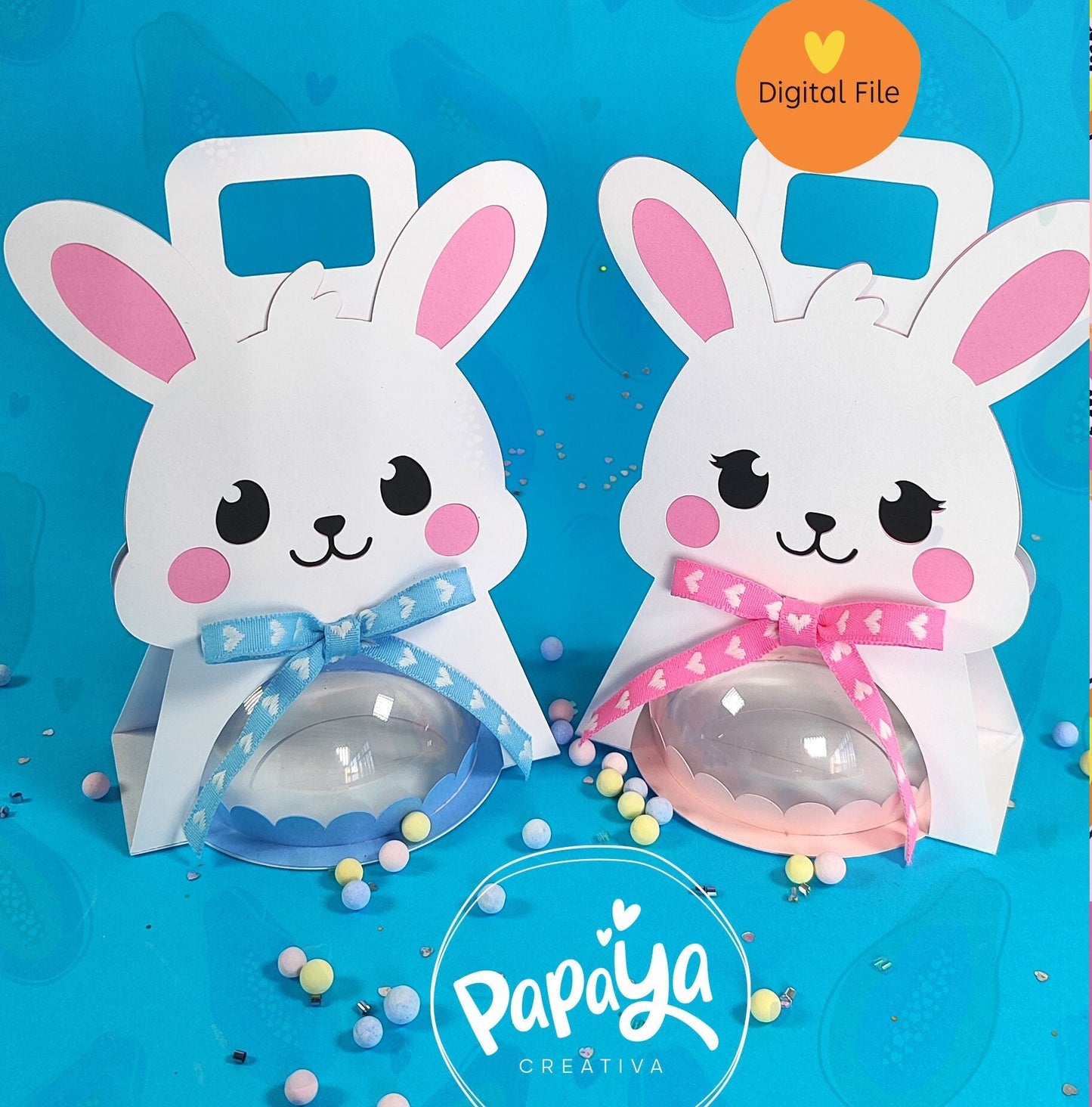 Bunnies Candy Holders / Dome size 8cm/ open and close system