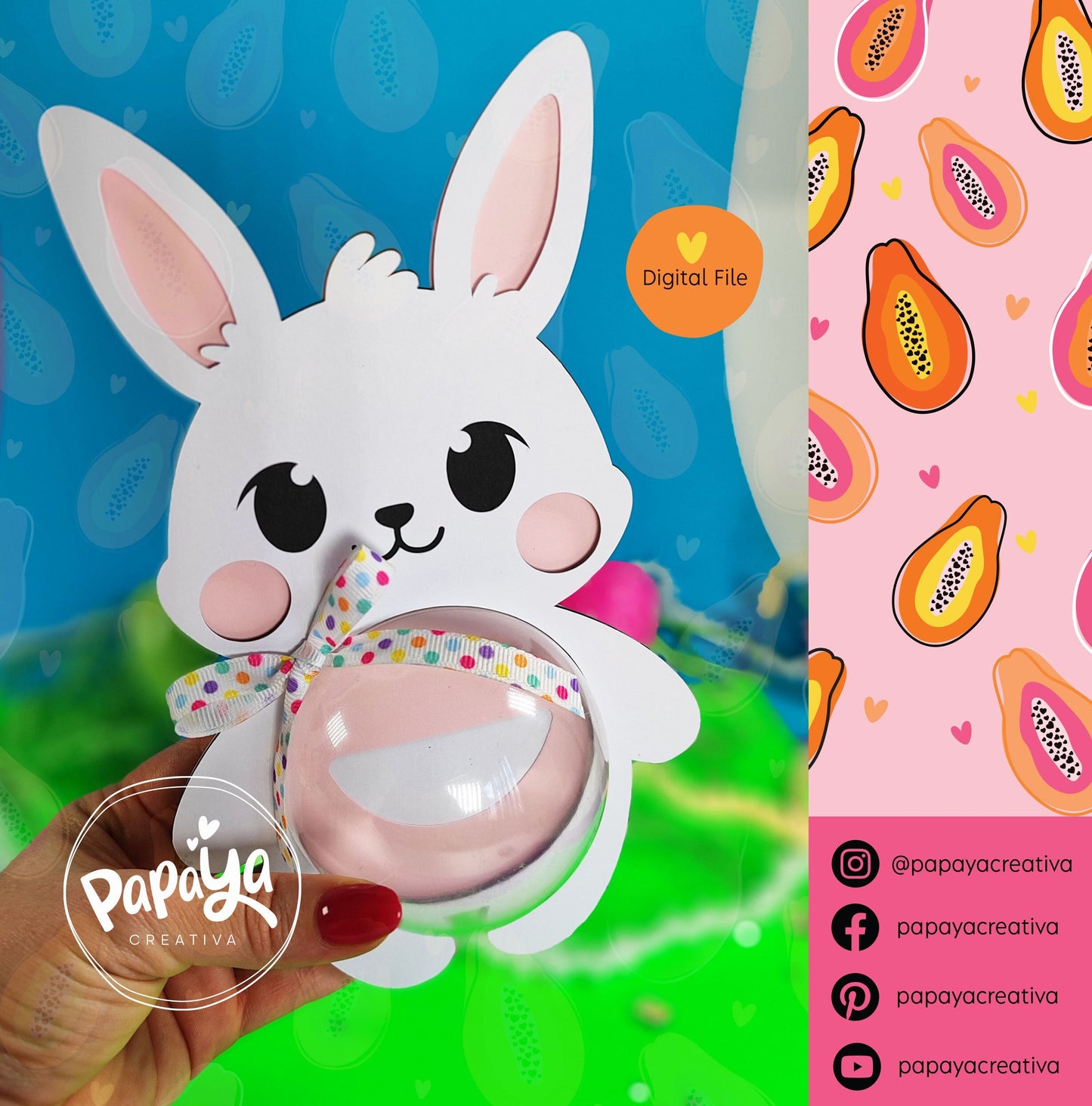 Cut File Cute Bunny Candy Holder/ Dome size 8cm/ open and close system