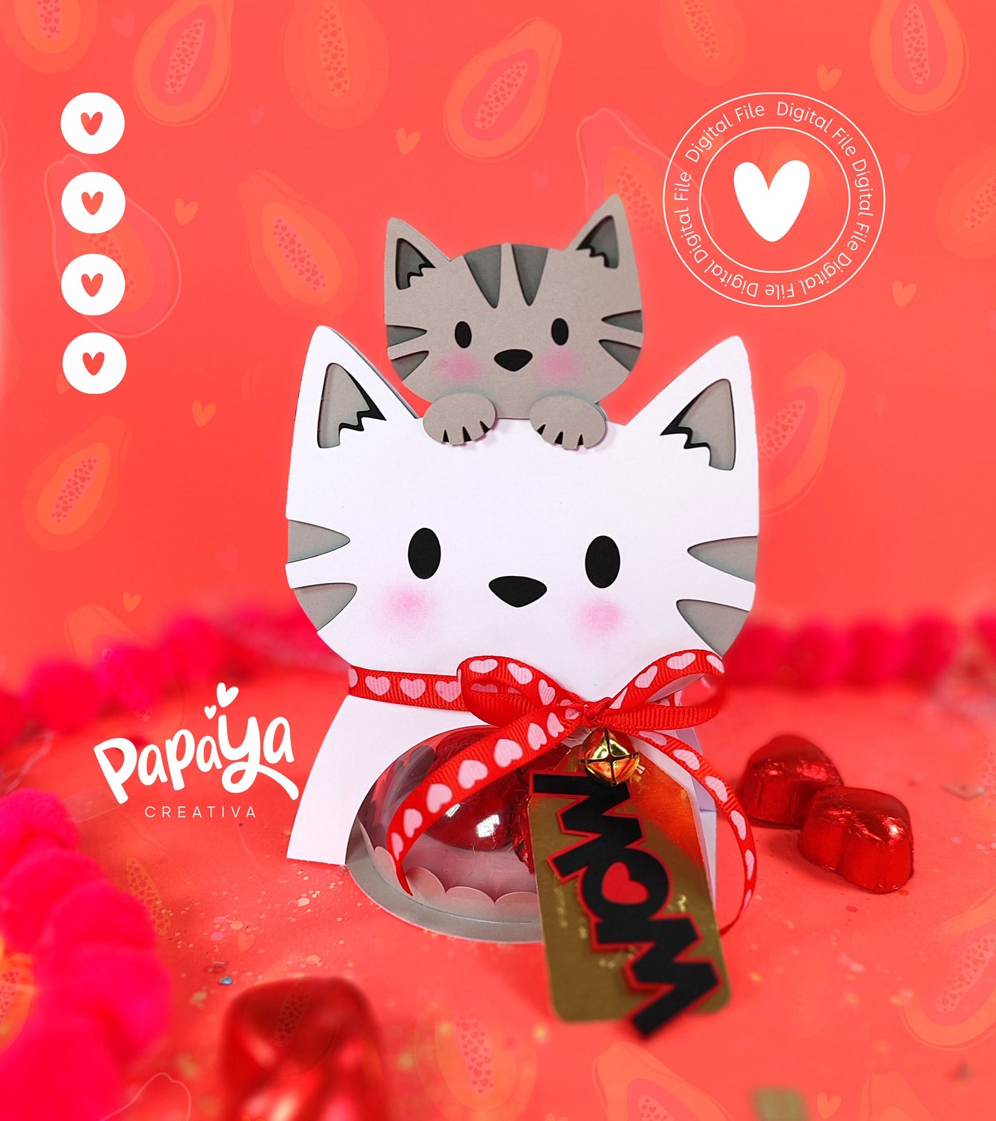 Kitty Mom DIGITAL FILE Candy Holder *Easy open/close system* (Dome 8cm)