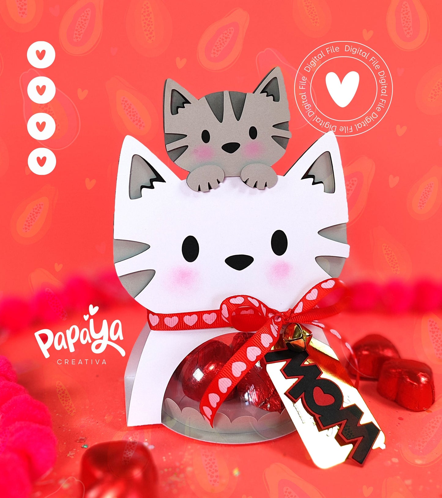 Kitty Mom DIGITAL FILE Candy Holder *Easy open/close system* (Dome 8cm)