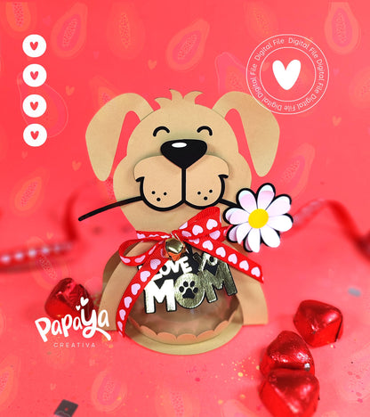 Mom Dog DIGITAL FILE Candy Holder *Easy open/close system* (Dome 8cm)