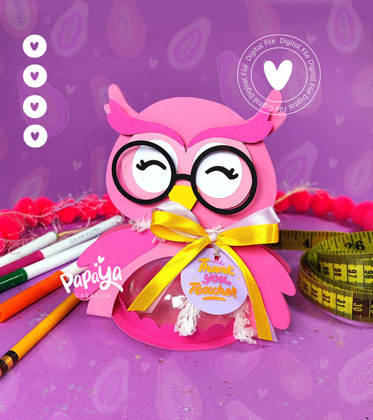 Teacher Appreciation (Lovely Owl) DIGITAL FILE *Easy open/close system* (Dome 8cm)