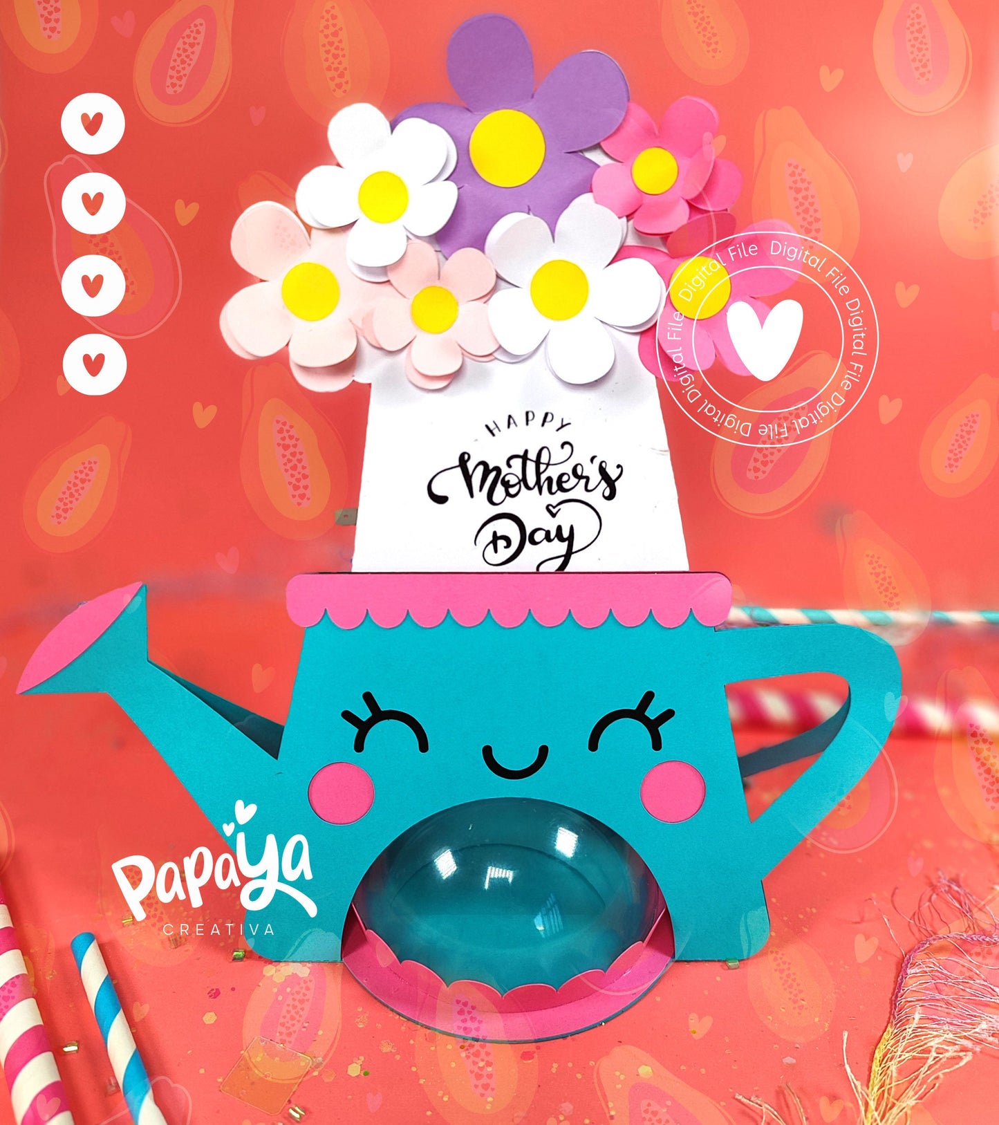 Kettle DIGITAL FILE Candy Holder Happy Mother's Day *Easy open/close system* (Dome 8cm)
