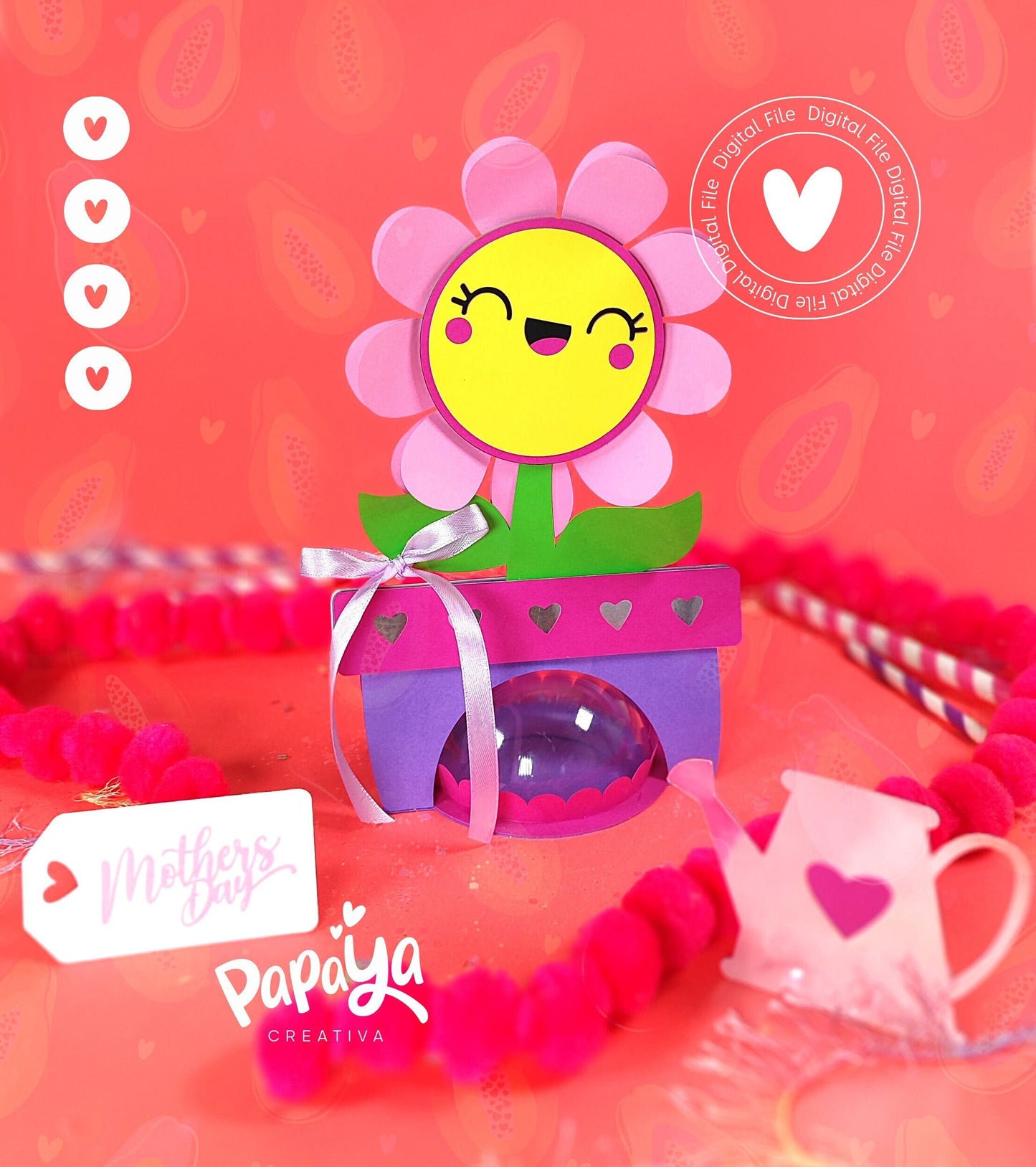 Flower DIGITAL FILE Candy Holder *Easy open/close system* (Dome 8cm)