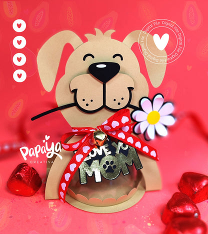 Mom Dog DIGITAL FILE Candy Holder *Easy open/close system* (Dome 8cm)