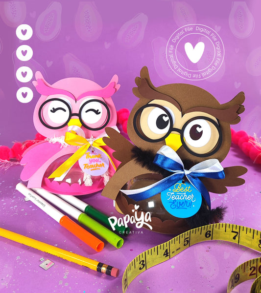 Adorable Owl Set DIGITAL FILE Candy Holder *Easy open/close system* (Dome 8cm)