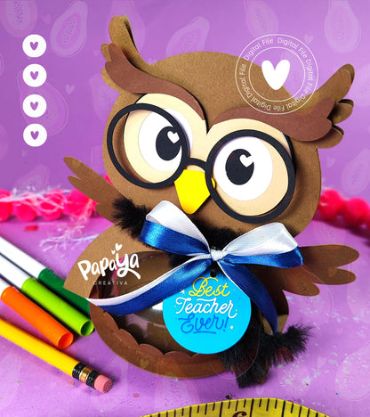 Teacher Appreciation (Owl) DIGITAL FILE *Easy open/close system* (Dome 8cm)