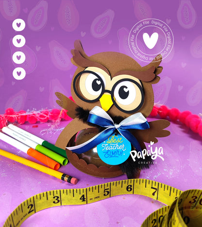 Teacher Appreciation (Owl) DIGITAL FILE *Easy open/close system* (Dome 8cm)