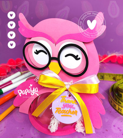 Teacher Appreciation (Lovely Owl) DIGITAL FILE *Easy open/close system* (Dome 8cm)