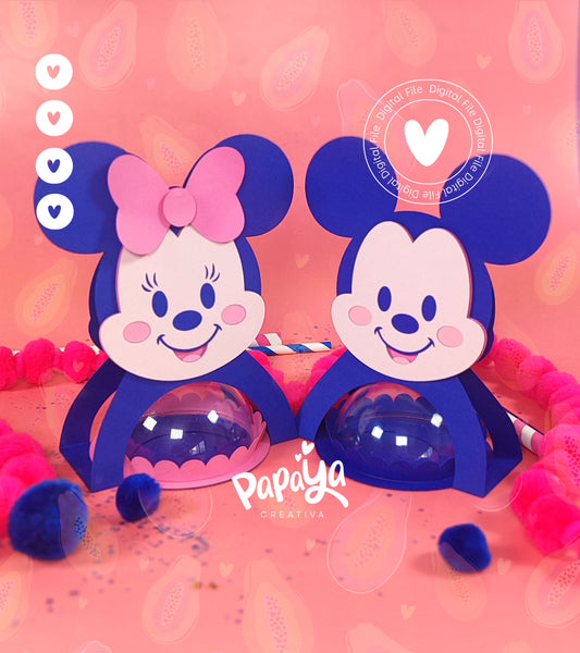 Minnie & Mickey Set DIGITAL FILE Candy Holders *Easy open/close system* (Dome 8cm)