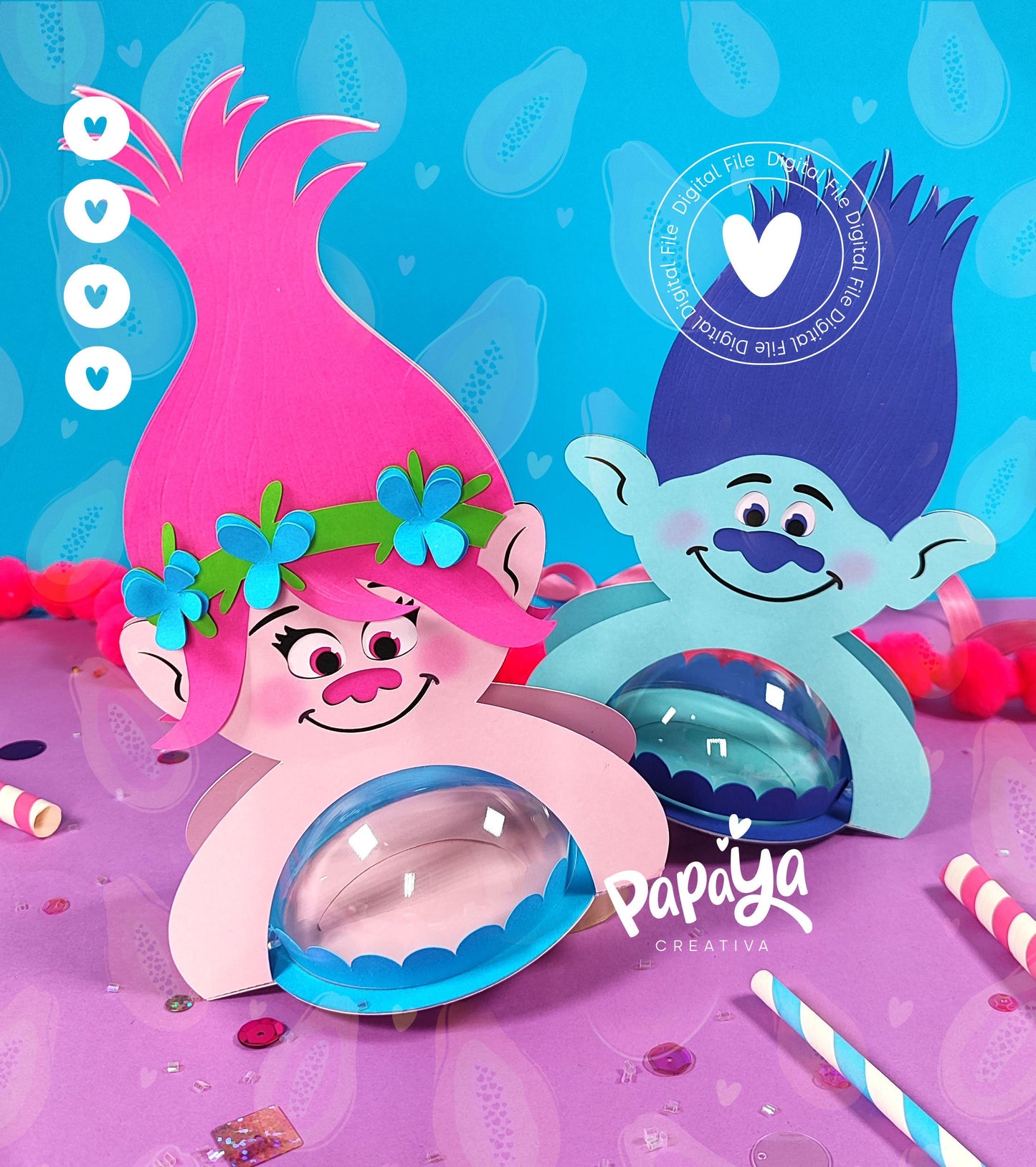 Ramon & Poppy Set DIGITAL FILES Candy Holders *Easy open/close system* (Dome 8cm)