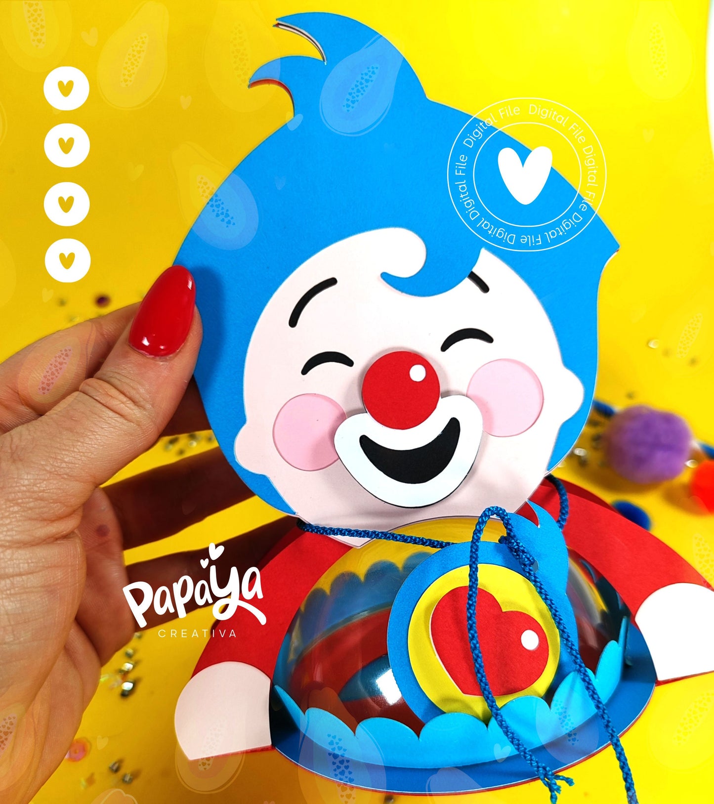 Clown DIGITAL FILE Holder *Easy open/close system* (Dome 8cm)
